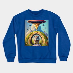 groundhog under bridge with pizza UFO Crewneck Sweatshirt